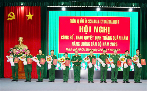Ban Thường vụ Đảng uỷ Cục Hậu cần - Kỹ thuật trao quyết định thăng quân hàm, nâng lương cán bộ đợt 1 năm 2025