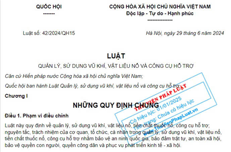 Luật quản lý, sử dụng vũ khí, vật liệu nổ và công cụ hỗ trợ - trách nhiệm pháp lý của quân nhân trong Quân đội nhân dân Việt Nam