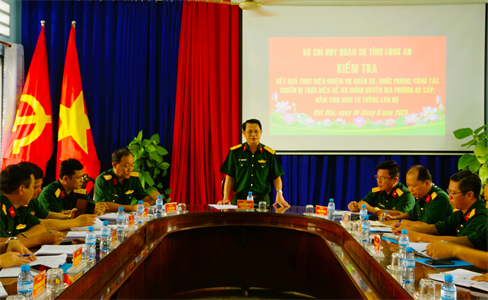 Bộ CHQS tỉnh Long An kiểm ta công tác Quân sự, quốc phòng 6 tháng đầu năm 2025