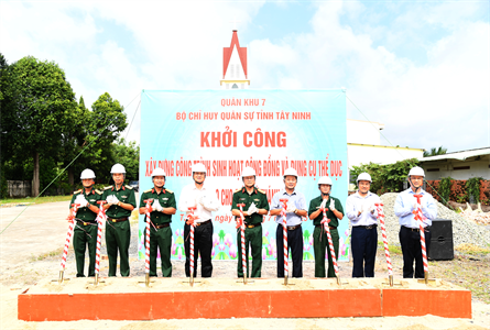 Bộ CHQS tỉnh Tây Ninh khởi công xây dựng công trình sinh hoạt cộng đồng cho Giáo xứ Thánh Linh