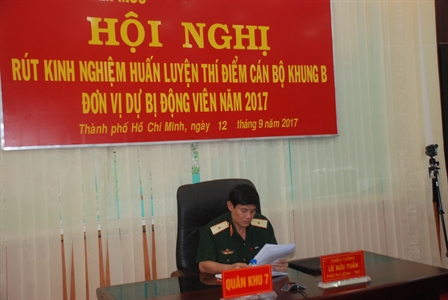 Bộ Tổng Tham mưu rút kinh nghiệm huấn luyện thí điểm cán bộ khung B đơn vị dự bị động viên năm 2017