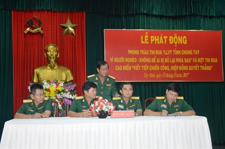 Bộ CHQS tỉnh Tây Ninh: phát động đợt thi đua cao điểm “LLVT chung tay vì người nghèo - Không để ai bị bỏ lại phía sau”