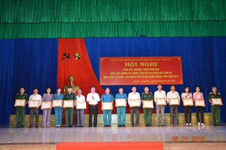 Tỉnh Bà Rịa-Vũng Tàu tổng kết chương trình phối hợp giữa lực lượng vũ trang tỉnh với Ban Dân vận Tỉnh ủy