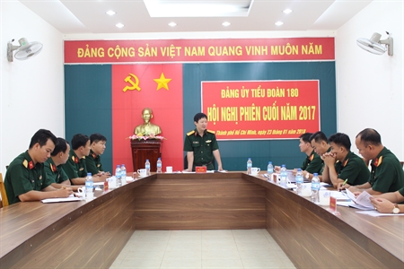 Tiểu đoàn Vệ binh 180: Hội nghị Đảng ủy phiên cuối năm 2017 và thực hiện nhiệm vụ năm 2018