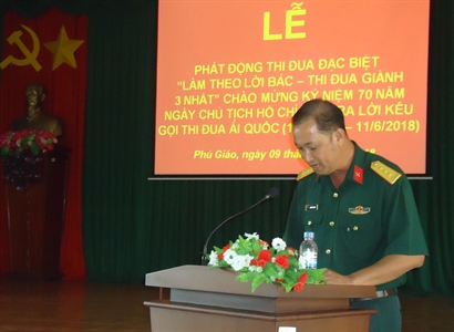 Ban Chỉ huy quân sự huyện Phú Giáo (tỉnh Bình Dương): Phát động thi đua đặc biệt “Làm theo lời Bác”