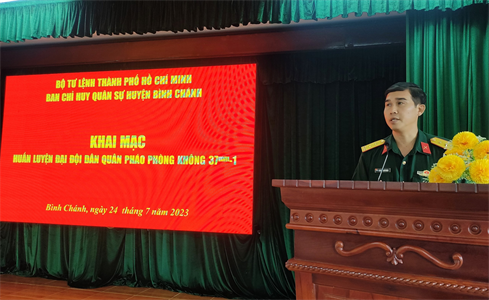 Ban CHQS huyện Bình Chánh khai mạc huấn luyện Đại đội Dân quân pháo phòng không