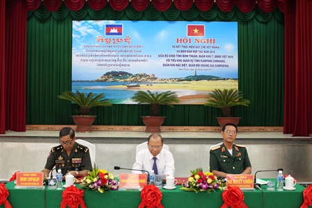 Sơ kết quy chế hợp tác giữa Bộ CHQS tỉnh Bình Thuận và Tiểu khu Quân sự tỉnh Kampong Chhnang Vương quốc Campuchia