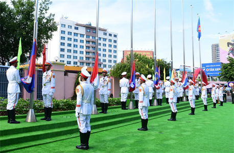 Ấn tượng Lễ Thượng cờ Giải bóng chuyền nam Quân đội các nước ASEAN năm 2023