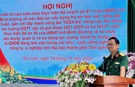 Thành phố Tân Uyên, tỉnh Bình Dương: 100% Ban Chỉ huy Quân sự xã, phường có trụ sở riêng