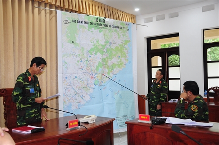 Cục Kỹ thuật Quân khu 7 diễn tập Chỉ huy tham mưu cơ quan trên bản đồ