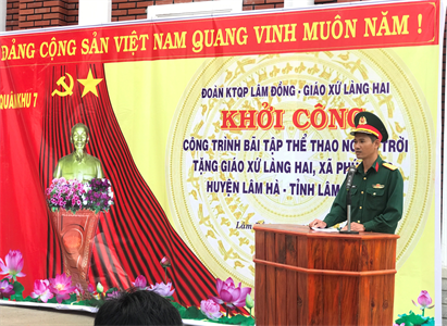 Đoàn Kinh tế - Quốc Phòng Lâm Đồng xây dựng công trình thể thao tại Giáo xứ Làng Hai