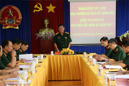 Đoàn kiểm tra 1339 Ban Thường vụ Đảng ủy Quân khu kiểm tra Đảng ủy Viện kiểm sát Quân sự Quân khu