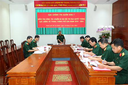 Cục Chính trị Quân khu 7 kiểm tra công tác chuẩn bị tổ chức Đại hội Thi đua Quyết thắng Bộ Tư lệnh TPHCM