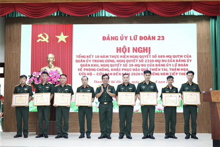 Lữ đoàn 23 tổng kết 10 năm thực hiện Nghị quyết số 689 về phòng chống, khắc phục hậu quả thiên tai, thảm họa, cứu hộ - cứu nạn