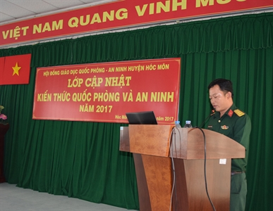 Ban CHQS huyện Hóc Môn, BTL thành phố Hồ Chí Minh:
Cập nhật kiến thức quốc phòng và an ninh cho cán bộ đối tượng 4