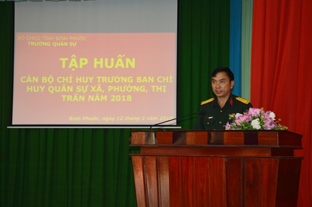 Tỉnh Bình Phước khai giảng tập huấn cán bộ Chỉ huy trưởng xã, phường, thị trấn