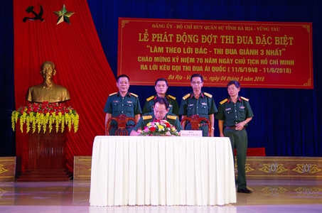 Bộ CHQS tỉnh BR-VT: Phát động thi đua đặc biệt chào mừng kỷ niệm 70 năm Bác Hồ ra lời kêu gọi thi đua ái quốc (11/6/1948 – 11/6/2918)